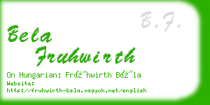 bela fruhwirth business card